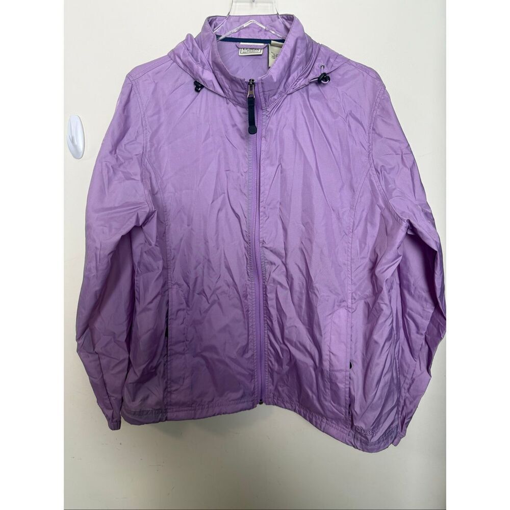 L.L.Bean Lavender Hooded Windbreaker Jacket Women’s XL Lightweight Nylon Outdoor